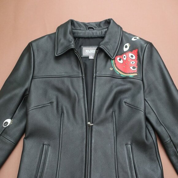 Vintage Unique Leather Jacket, "Melon", SPARK + REBEL - Size S - Picture 7 of 11